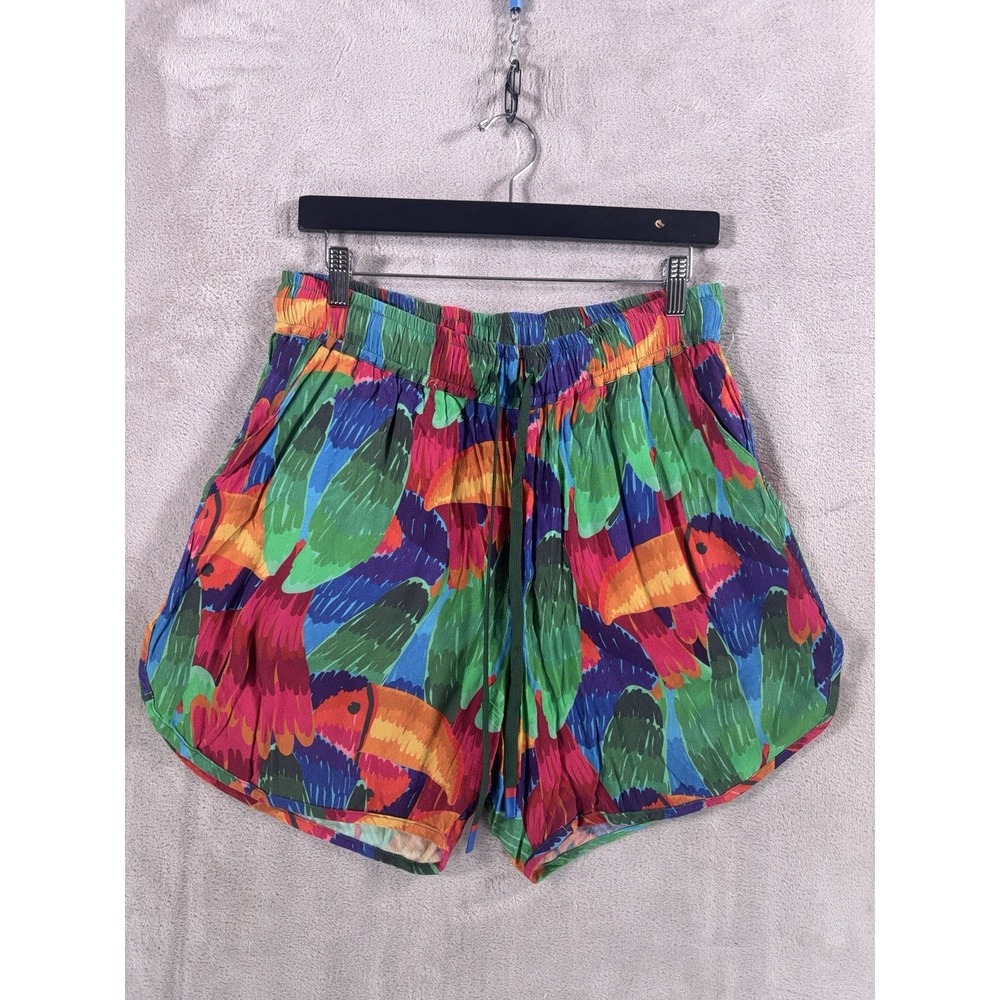 Farm Rio Painted Toucans Uni Shorts Womens Small Multicolor Tropical Birds